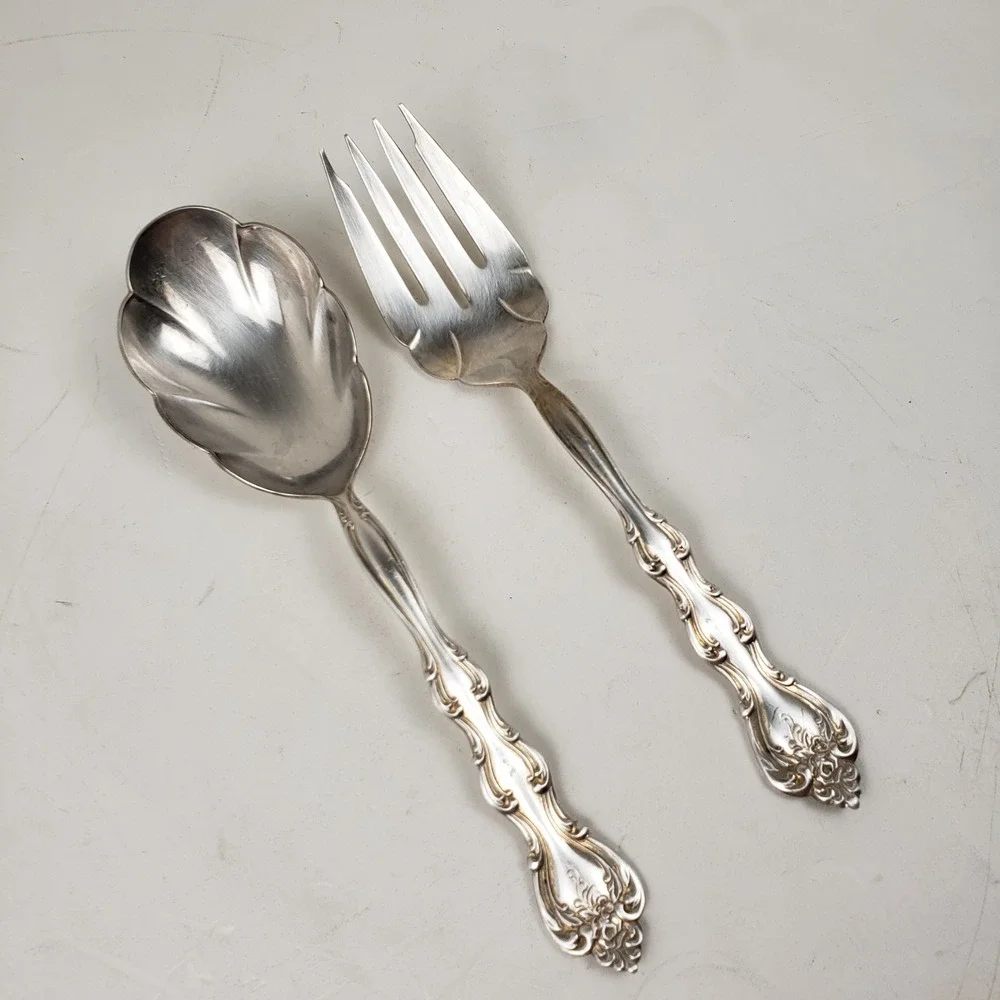 International Silver Silverplate Interlude Salad Serving Set Spoon Fork Vintage‎